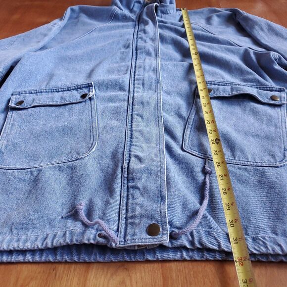 Vintage Denim Chore Barn Coat XL FLAW Cotton Blue Jean Jacket Heavyweight - Picture 10 of 12